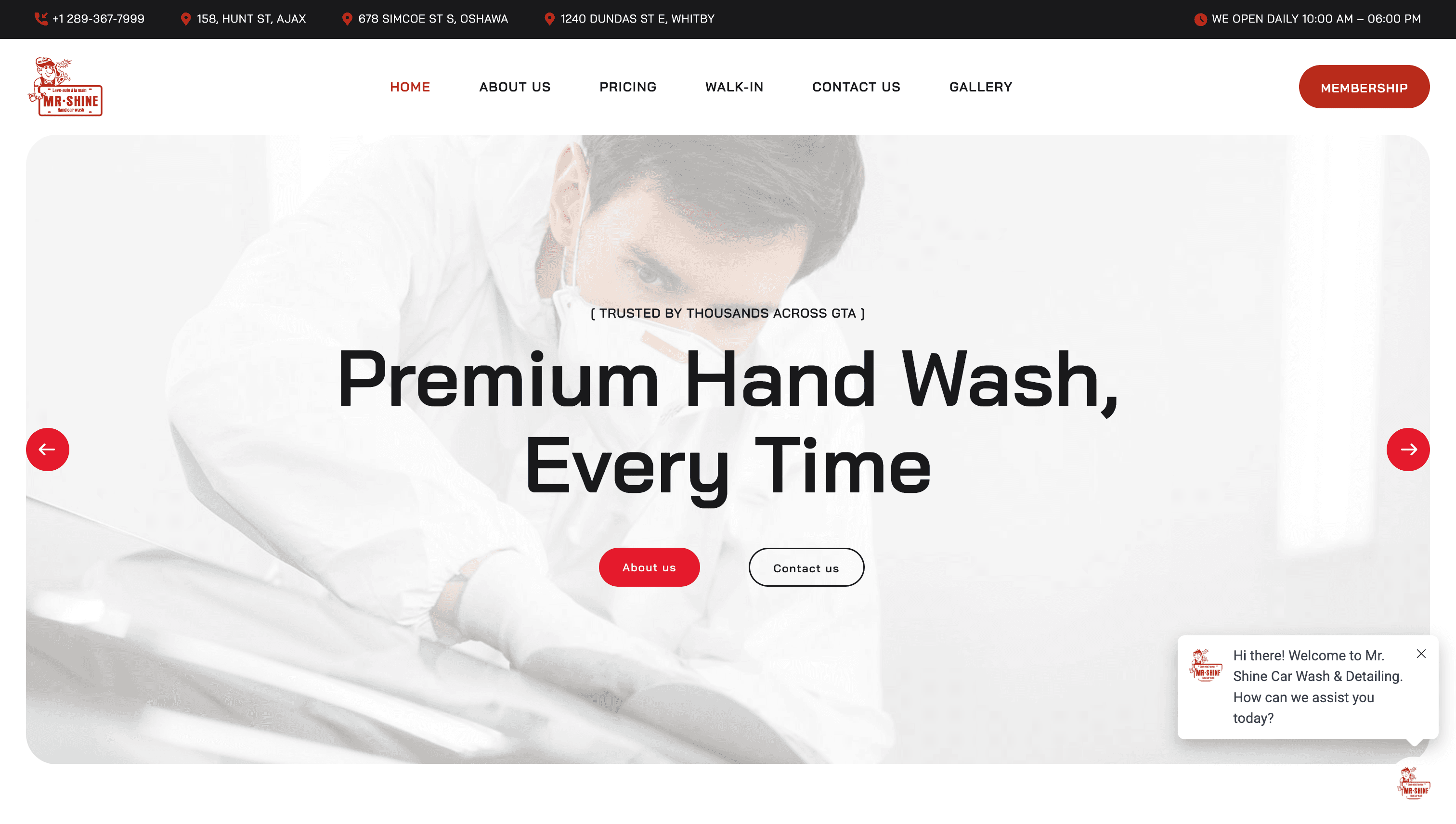 Car wash website UI